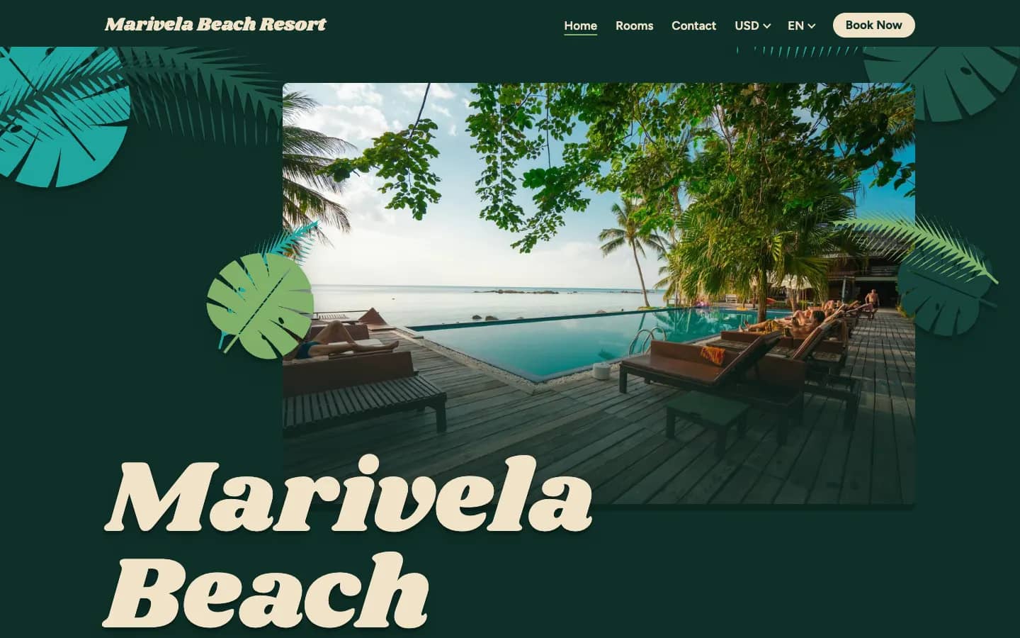 A demo hotel's home page in the Lanai theme on a desktop screen