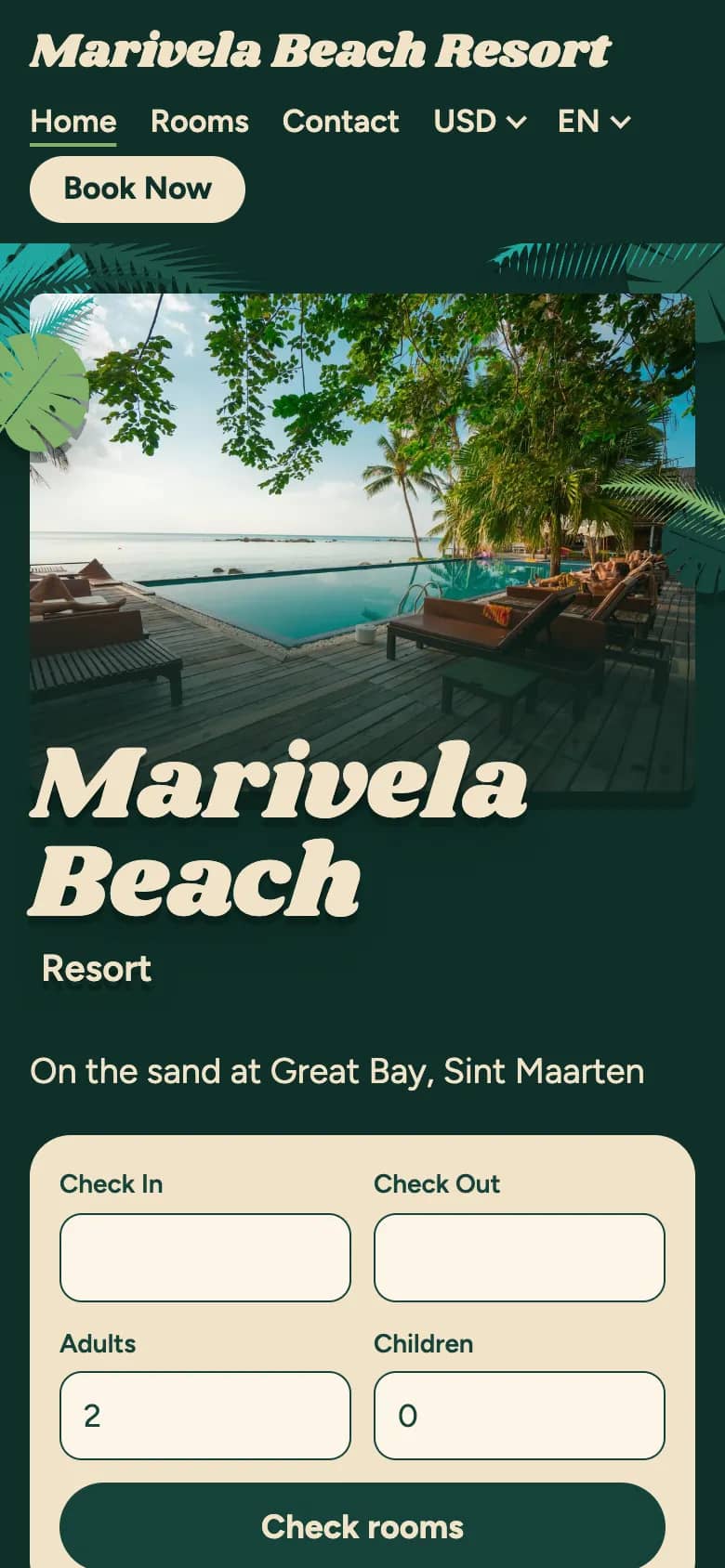 The same home page in the Lanai theme on a phone