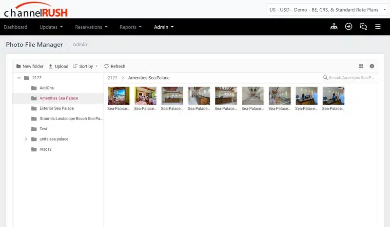ChannelRUSH CMS dashboard showing multi-property content distribution