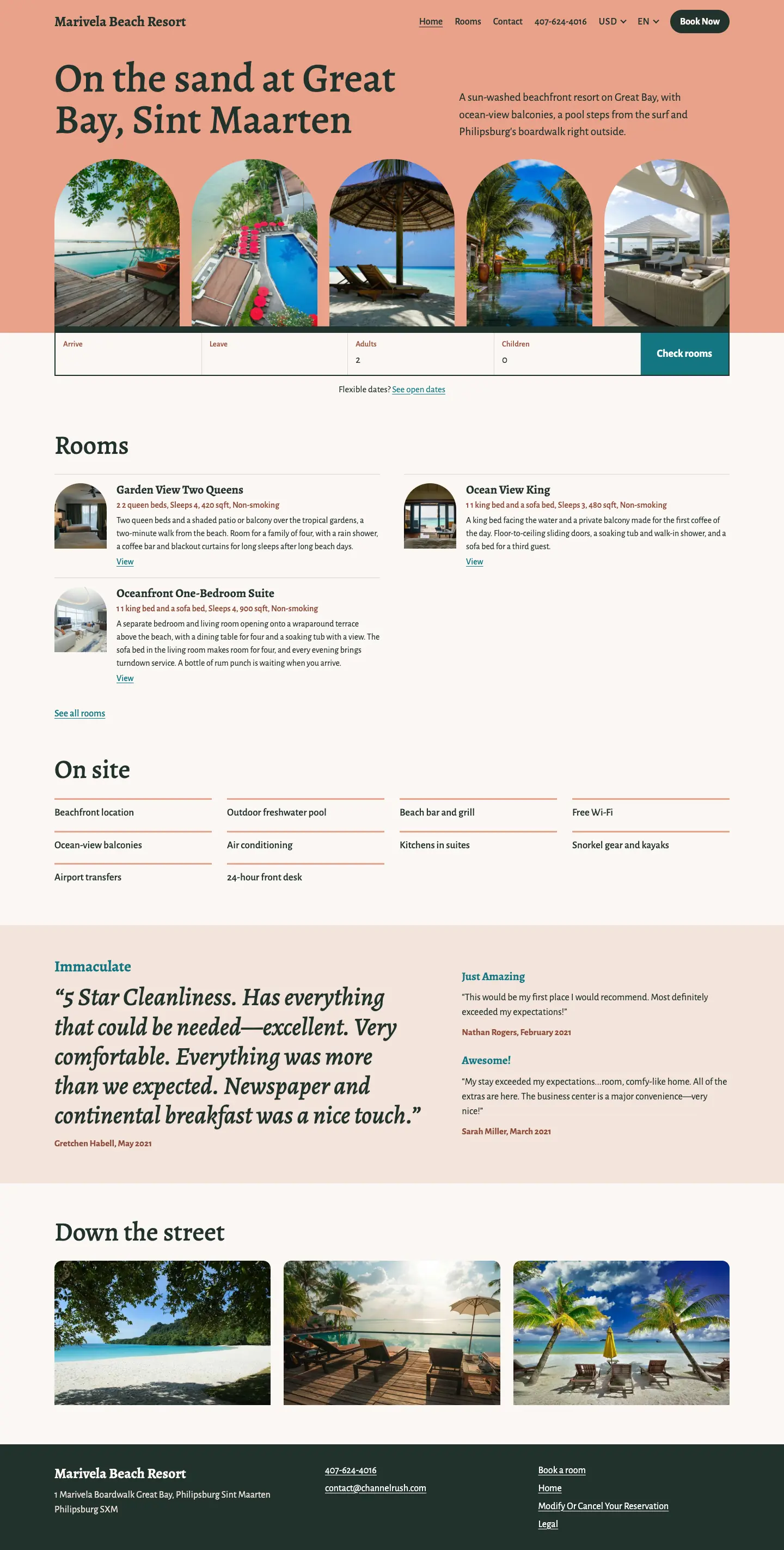 Courtyard theme, home page on desktop