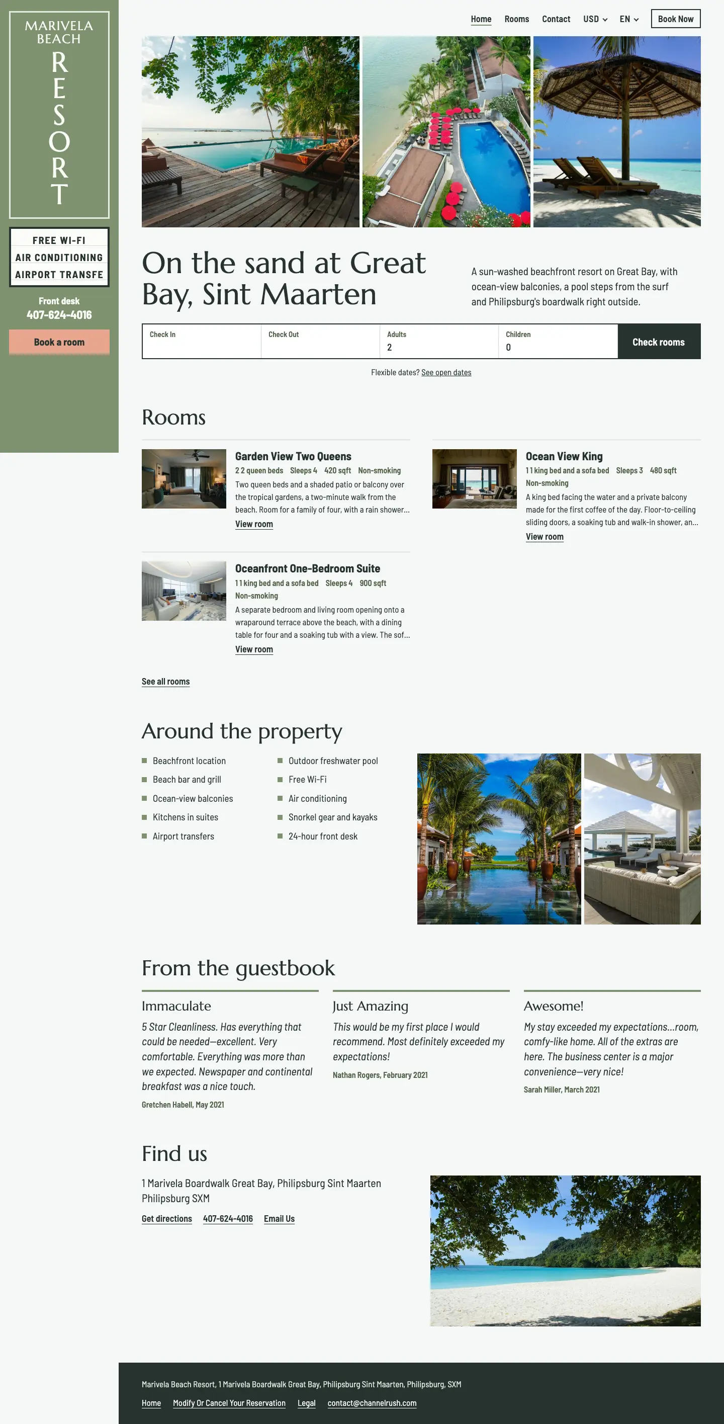 Roadside theme, home page on desktop