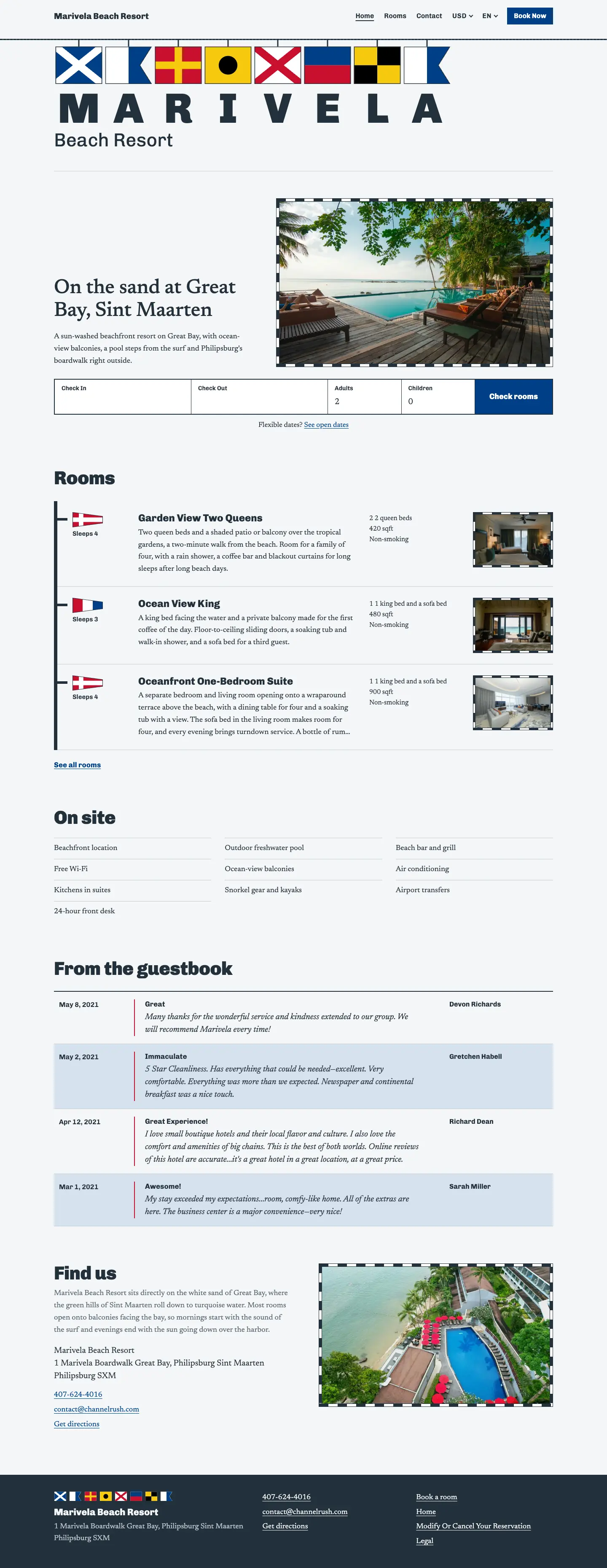 Signal theme, home page on desktop