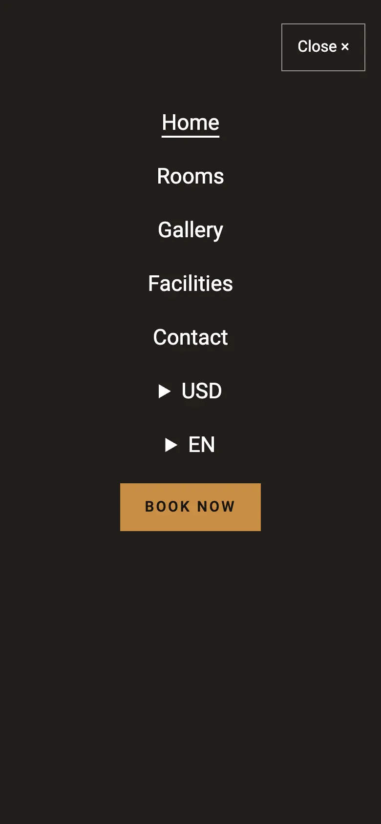 Seaside theme on a phone with its full-screen menu open